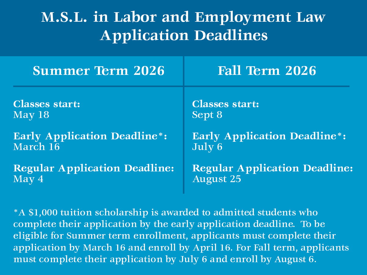 MSL Online Application Deadlines