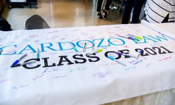 Class of 2021 Orientation banner signed by students