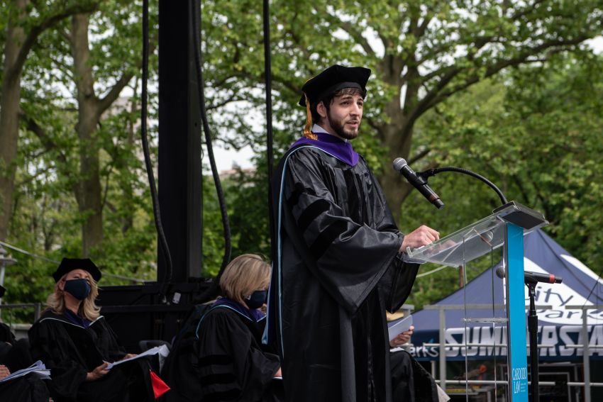 Andrew Windsor, SBA president, speaks at podium 