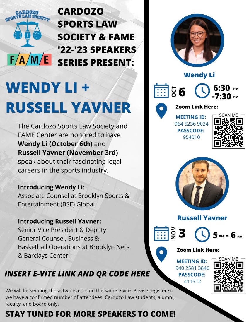 Sports Law Society Speaker Series: Russell Yavner