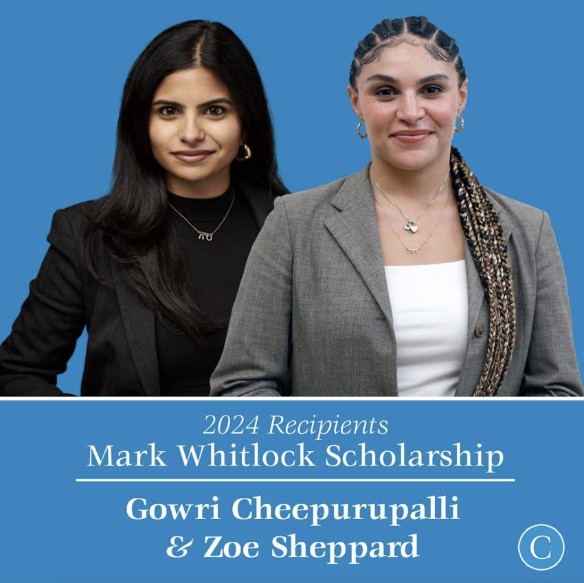 Zoe Sheppard ’24 and Gowri Cheepurupalli ’24 Selected as 2024 Recipients of Mark Whitlock Scholarship