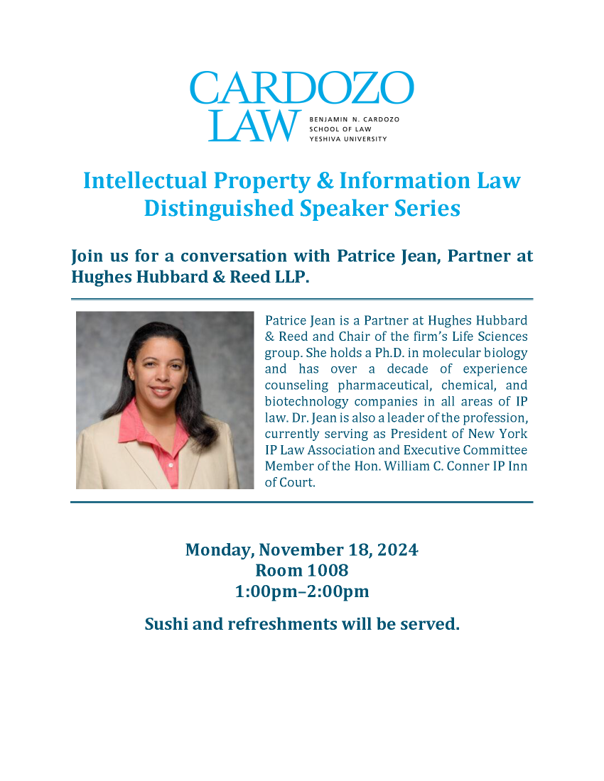 IP+IL Distinguished Speaker Series: Patrice Jean